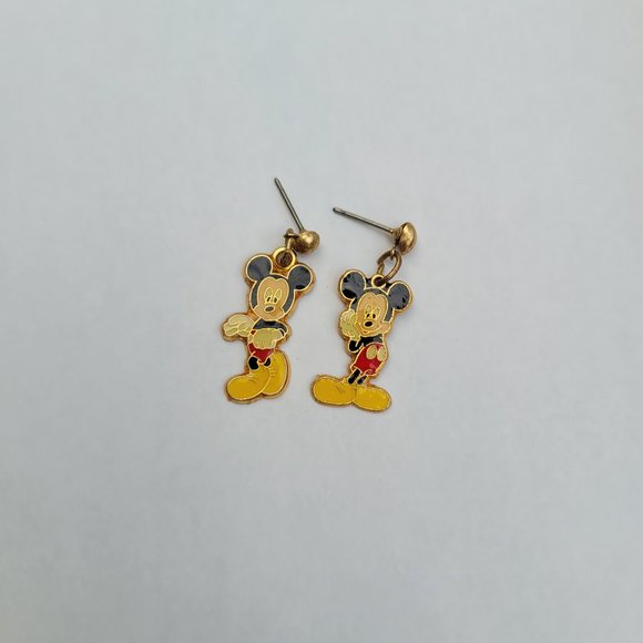 Vintage 80s Mickey Mouse Dangle Post Earrings - Picture 3 of 6